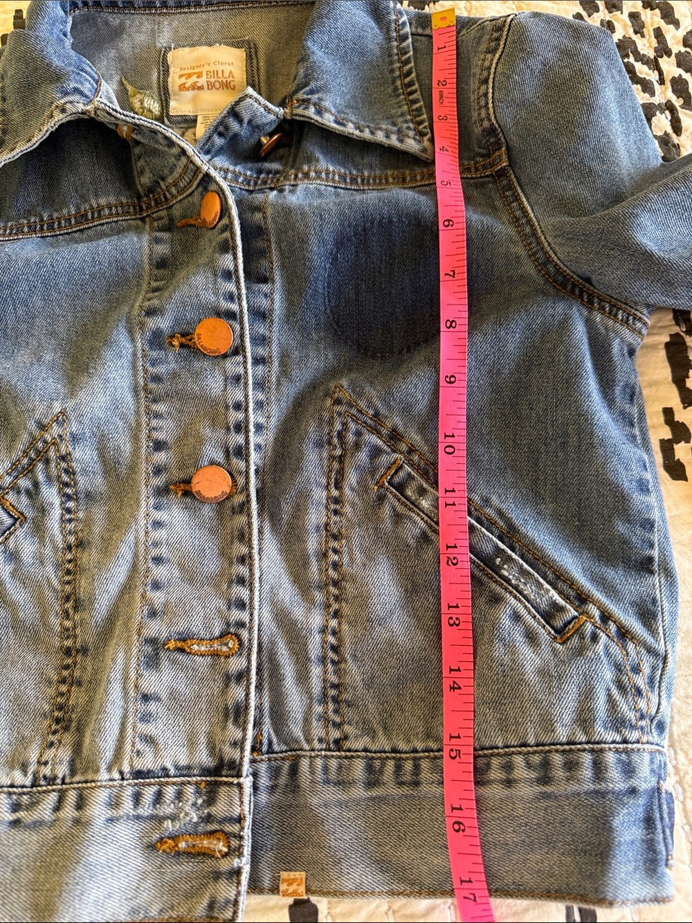 Billabong Light Blue Denim embroidered jacket size small - Picture 8 of 9
